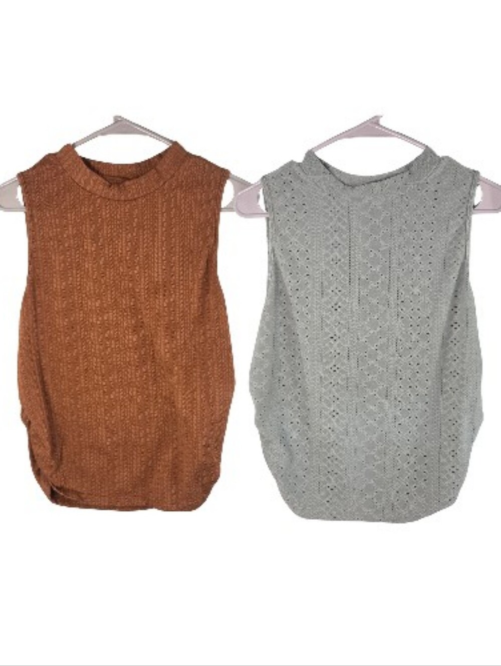 Bundle of 2: Shein Brown and Mint Crewneck sleeveless Scrunch Crop Top